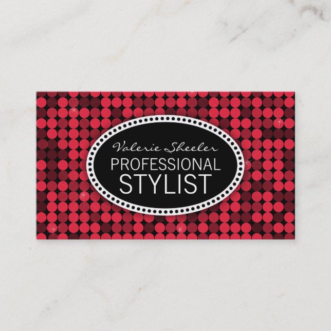 Ruby Red Glam Business Card (Front)