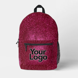 Ruby Red Glam Sparkly Glitter Professional Logo Printed Backpack