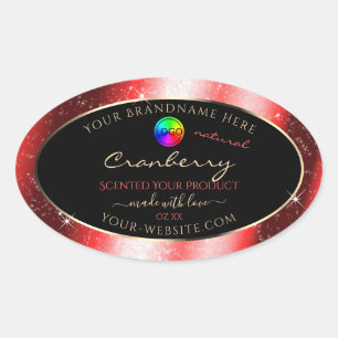 Ruby Red Glitter Frame Product Label with Logo