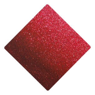 Ruby Red Glitter Ombre Sparkles Girly Glam Teacher Graduation Cap Topper