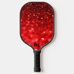 Ruby-red glitter texture image pickleball paddle