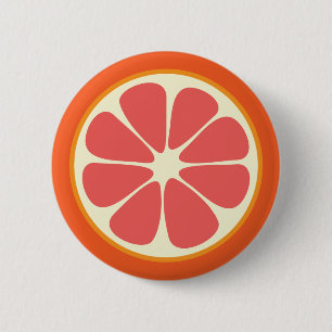 Ruby Red Grapefruit Juicy Sweet Citrus Fruit Slice 2 Inch Round Button