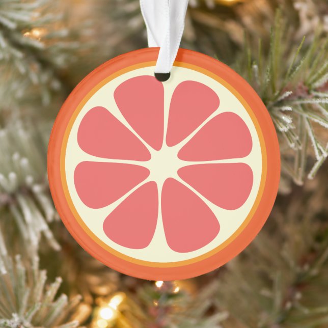 Ruby Red Grapefruit Juicy Sweet Citrus Fruit Slice Ornament (Tree)