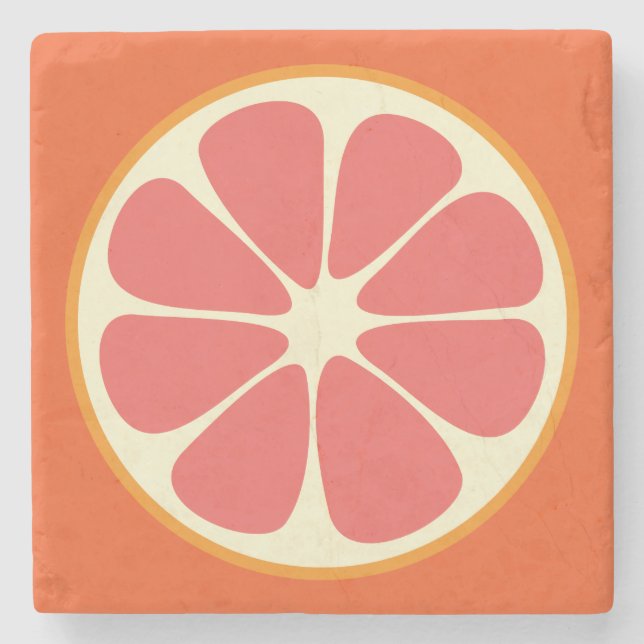 Ruby Red Grapefruit Juicy Sweet Citrus Fruit Slice Stone Coaster (Front)