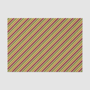 Ruby Red, Green Olive, Gold Striped Tissue Paper