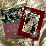 Ruby Red Greenery Vintage Merry Married Portrait Foil Holiday Card<br><div class="desc">Welcome to our enchanting Ruby Red Greenery Vintage Merry Married Portrait Foil Holiday Card design, where vintage charm meets modern elegance. This design features intricate watercolor greenery and subtly elegant calligraphy with simple typography, capturing the essence of traditional coziness and rustic cottage core. With a touch of retro flair and...</div>