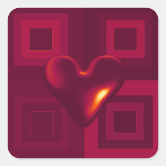 Ruby Red Heart Design Square Sticker