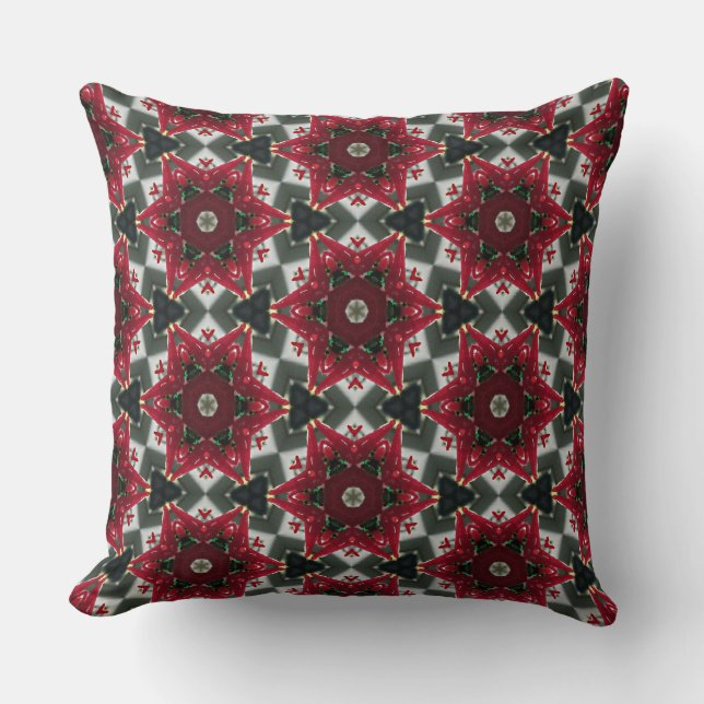 Ruby Red Holiday Stars Floats Throw Pillow (Front)