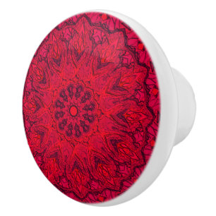 Ruby Red Intricate Faux Glass Ceramic Knob