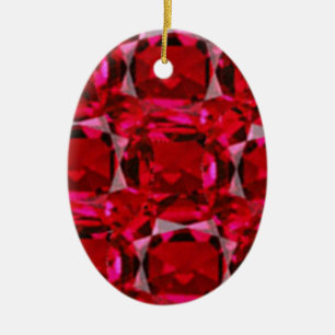 RUBY RED JULY GEM BIRTHSTONE DECORATIVE DESIGN CERAMIC ORNAMENT