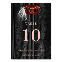 Ruby Red Masquerade & Black Damask Drapes