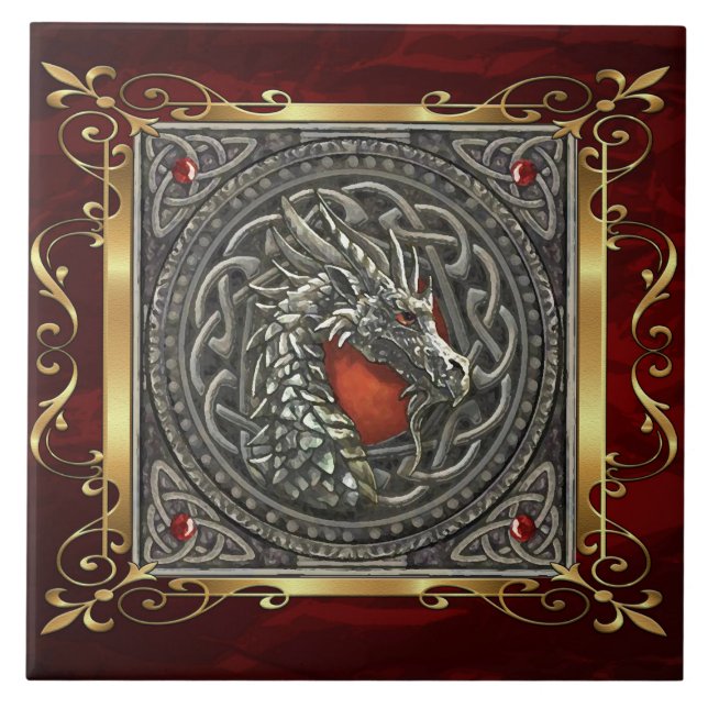 Ruby Red Medieval Witchcraft Ritual Alter Offering Tile (Front)