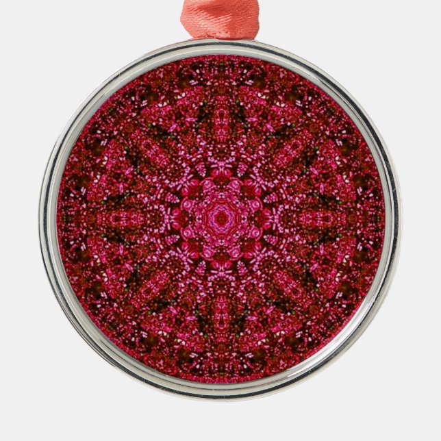 Ruby Red Metallic Metal Ornament (Front)