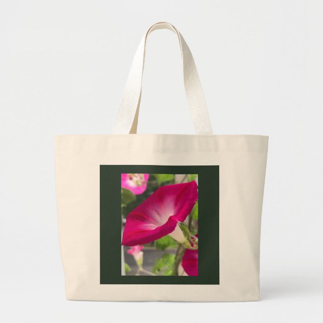 Ruby Red Morning Glory  Large Tote Bag (Front)