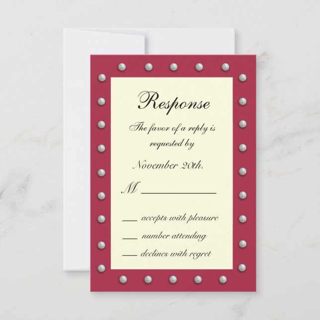 Ruby Red, Off White and Pearls RSVP (Front)
