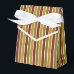 Ruby Red, Olive Green, Gold Striped Favor Box<br><div class="desc">Ruby red,  olive green and gold striped favour box with ribbon tie. Perfect for all gift decoration themes; simple/minimalist to maximalist depending on additional embellishments.</div>