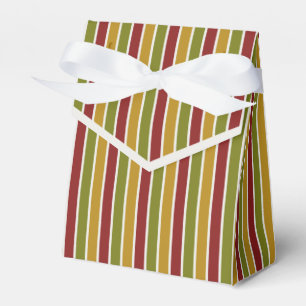 Ruby Red, Olive Green, Gold Striped Favor Box