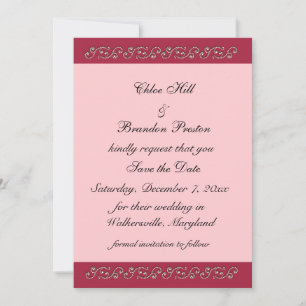 Ruby Red, Pink and Pearls Save the Date