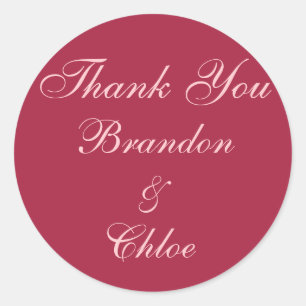 Ruby Red, Pink and Pearls Thank You Sticker