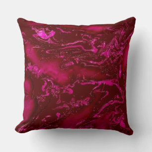 Ruby red pink black abstract swirls throw pillow