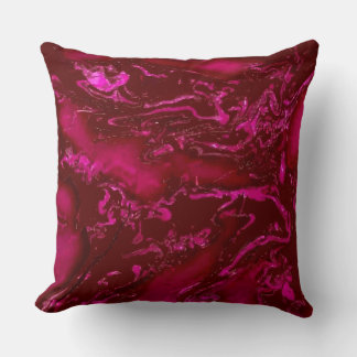 Ruby red pink black abstract swirls throw pillow