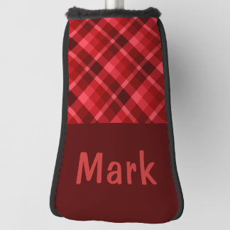 Ruby Red Plaid Monogram Golf Head Putter Cover