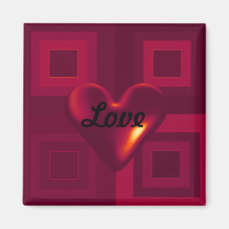 Ruby Red Puffy Heart Magnet