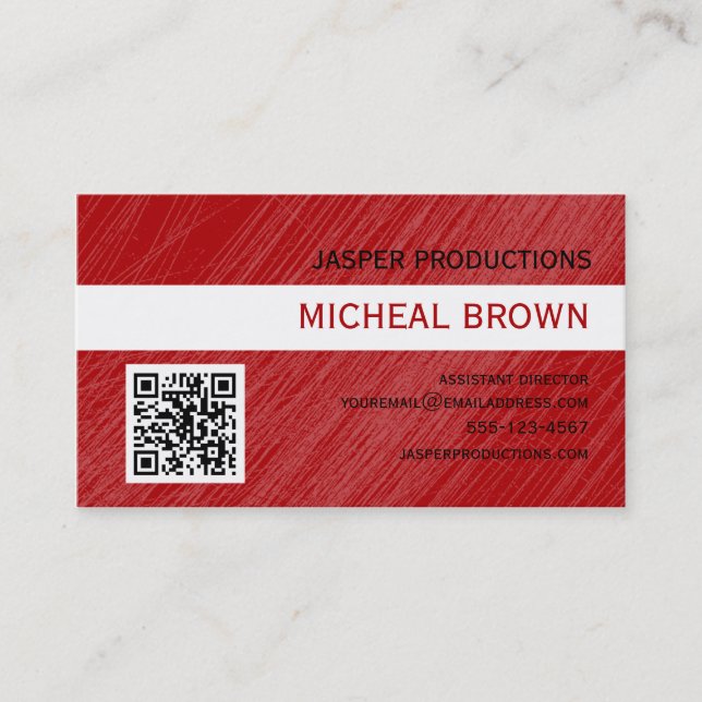 Ruby Red QR Code Business Card (Front)