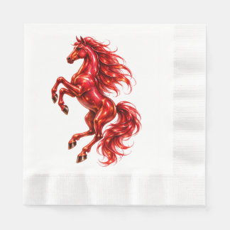 Ruby Red Rearing Horse Equestrian Party Paper Napk Napkin