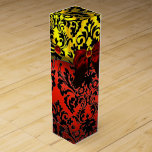 RUBY RED RIBBON, BLACK GOLD ART NOUVEAU DAMASK WINE BOX<br><div class="desc">Elegant gold gift box with vibrant 3D red ruby gemstone , classy, unique Art Nouveau damask, easily customizable with your text and initials as a wedding ceremony, nuptial announcement , sweet 16 , save-the-date , thank you , baby showers, bridal showers, quinceanera birthday parties, Bat Mitzvah, romantic engagement showers, Christmas,...</div>