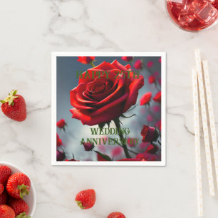 Ruby Red Rose 25th Wedding Anniversary, Napkin