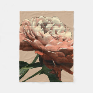 Ruby Red Rose with White Accents Fleece Blanket