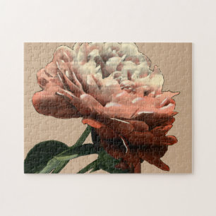 Ruby Red Rose with White Accents Jigsaw Puzzle