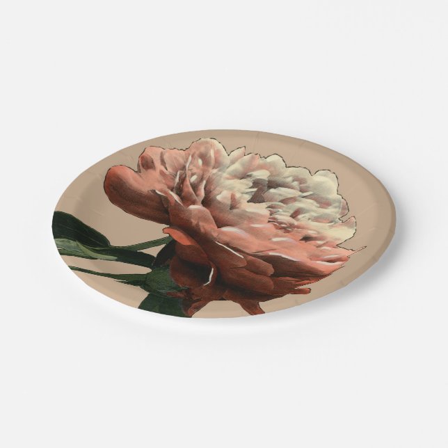 Ruby Red Rose with White Accents Paper Plate (Angled)