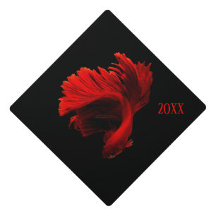Ruby Red Siamese Fighting Fish Add Year Graduation Cap Topper