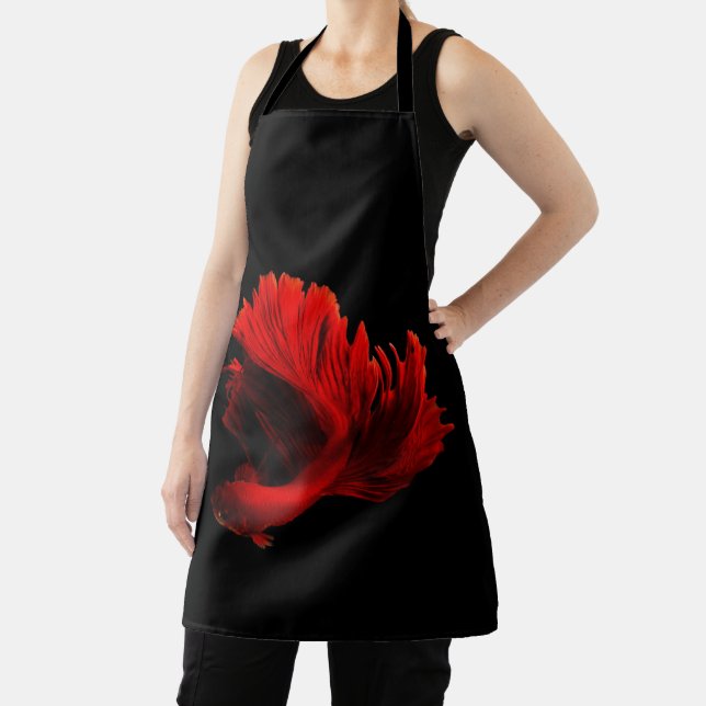 Ruby Red Siamese Fighting Fish Apron (Insitu)