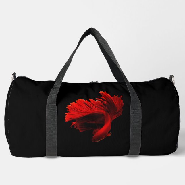 Ruby Red Siamese Fighting Fish Duffle Bag (Front)