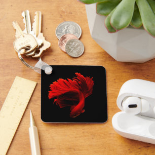 Ruby Red Siamese Fighting Fish Keychain
