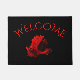 Ruby Red Siamese Fighting Fish Welcome Doormat