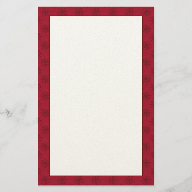 Ruby Red Snowflake Pattern Stationery (Front)