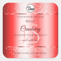 Ruby Red Soft Glitter Product Labels Monogram Logo