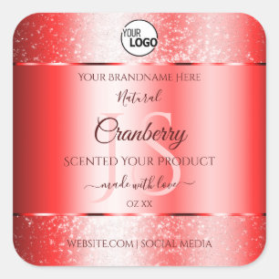Ruby Red Soft Glitter Product Labels Monogram Logo