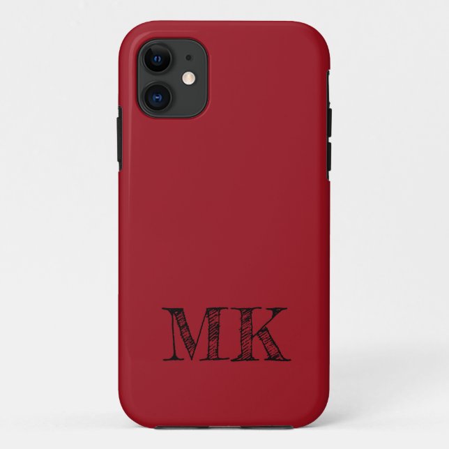 Ruby Red Solid Colour | Minimal Initial  Case-Mate iPhone Case (Back)