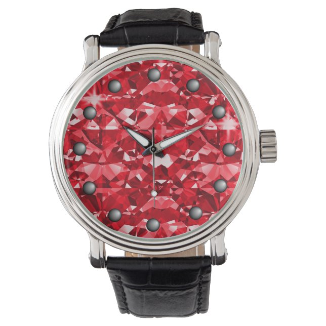 Ruby Red Sparkle Diamonds Watch (Front)