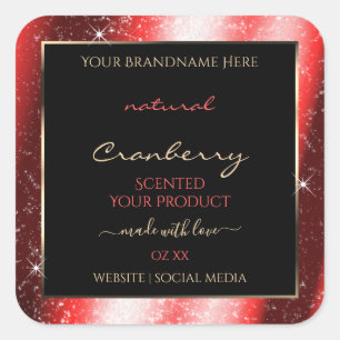 Ruby Red Sparkle Glitter Frame Product Label