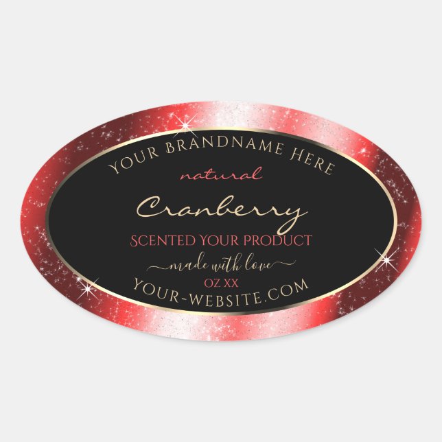 Ruby Red Sparkle Glitter Frame Product Label (Front)