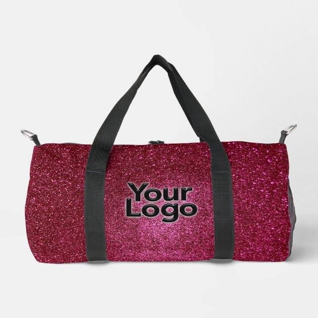 Ruby Red Sparkly Glitter Luxury Business Logo  Duffle Bag (Front)