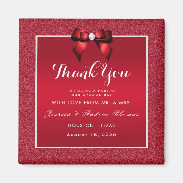 Ruby Red & Stylish Gem Wedding Magnet (Front)