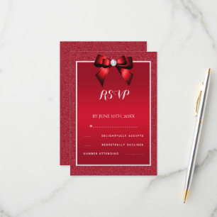 Ruby Red & Stylish Gem Wedding RSVP Card
