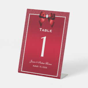 Ruby Red & Stylish Gem Wedding Table Number Pedestal Sign